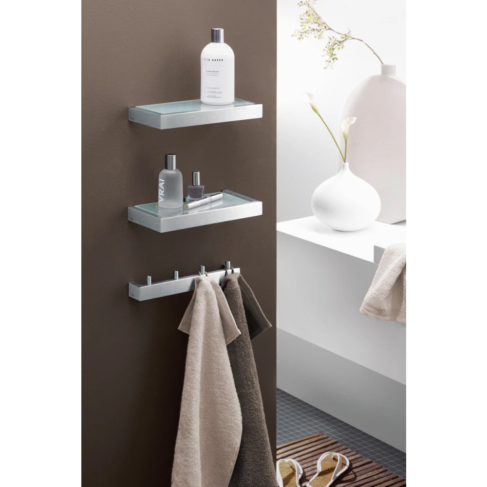 Linea Brushed Stainless Steel Bathroom Shelf 26.5cm - Image 4