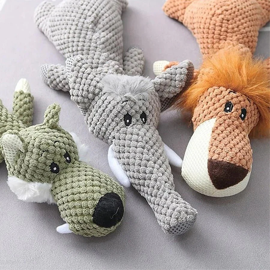 1/3 Pcs Large Dog Toy Bite-Resistant Sound Plush Toy Lion Wolf Elephant Cartoon Pet Toy Squeaky Dog Toy For Small & Medium Dogs - Image 10