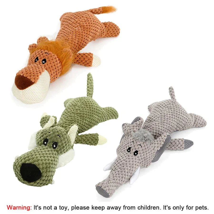 1/3 Pcs Large Dog Toy Bite-Resistant Sound Plush Toy Lion Wolf Elephant Cartoon Pet Toy Squeaky Dog Toy For Small & Medium Dogs - Image 11
