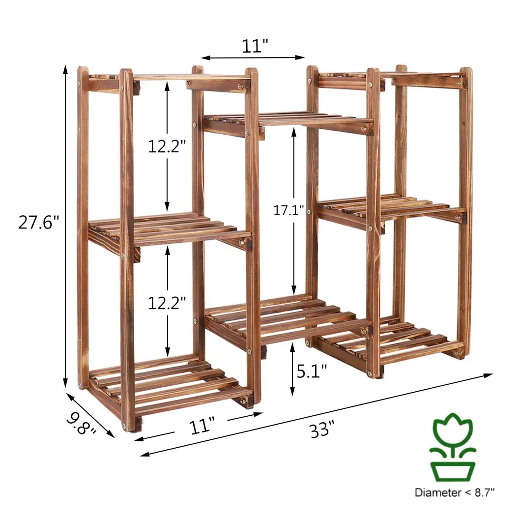 10 Pot Bamboo Plant Stand for In/Outdoor, Bonsai Flower Display, Shelf Holder Rack, Stylish - Image 4