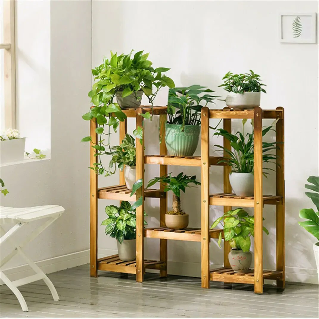 10 Pot Bamboo Plant Stand for In/Outdoor, Bonsai Flower Display, Shelf Holder Rack, Stylish - Image 7
