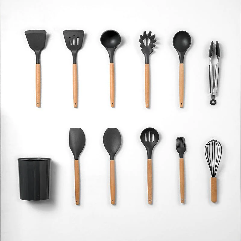 12-piece Non-stick Cooking Wooden Handle Silicone Kitchenware Set - Image 3