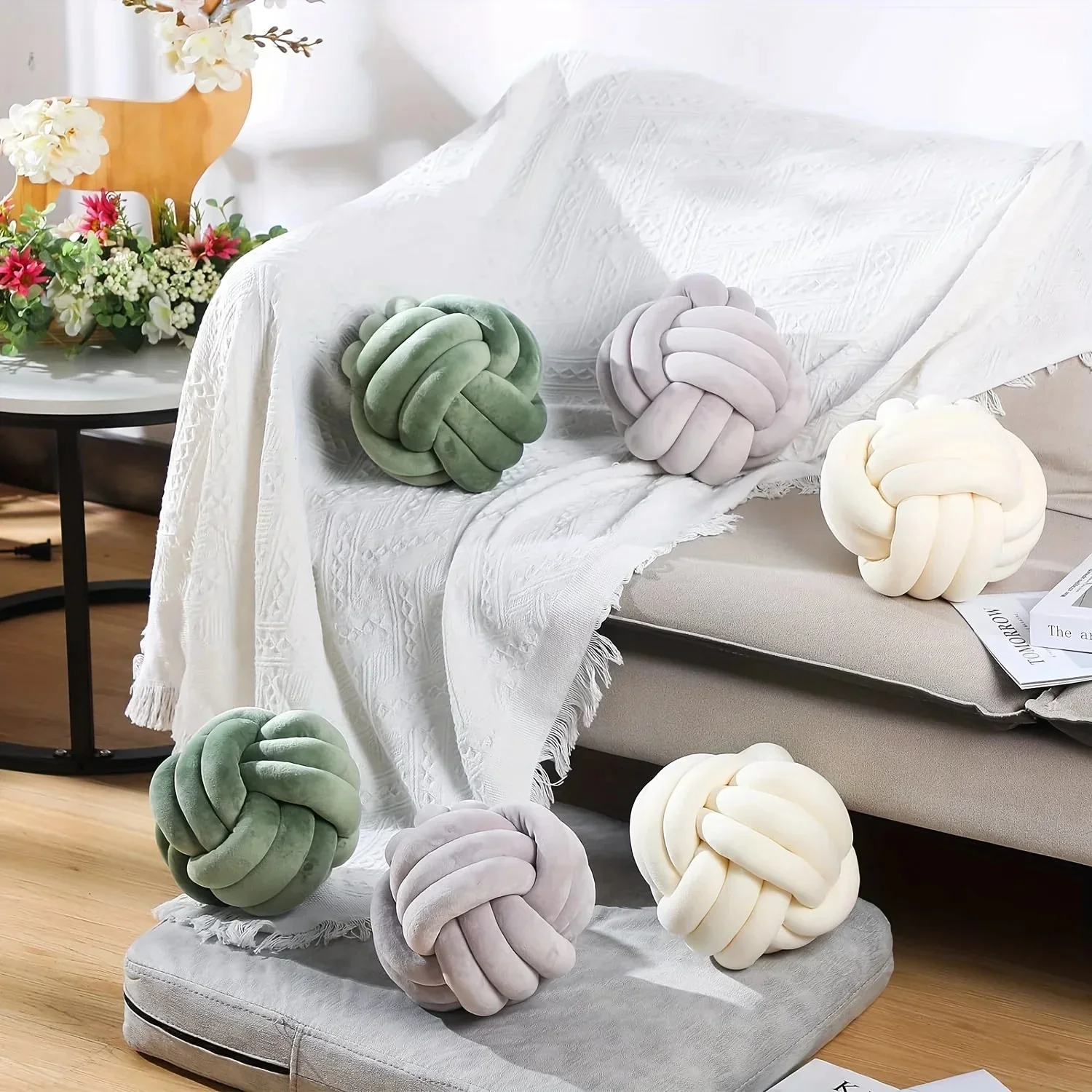 1pc Art Deco Striped Knot Pillow -Handmade, Soft Polyester.Cotton, Modern & Cozy Decorative Cushion for Homeand Sofa 9*9inch - Image 3