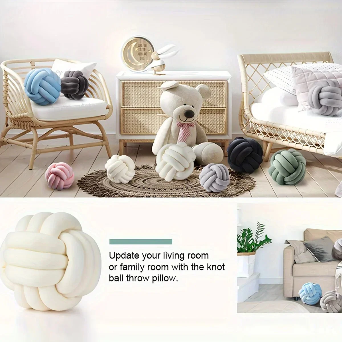 1pc Art Deco Striped Knot Pillow -Handmade, Soft Polyester.Cotton, Modern & Cozy Decorative Cushion for Homeand Sofa 9*9inch - Image 5