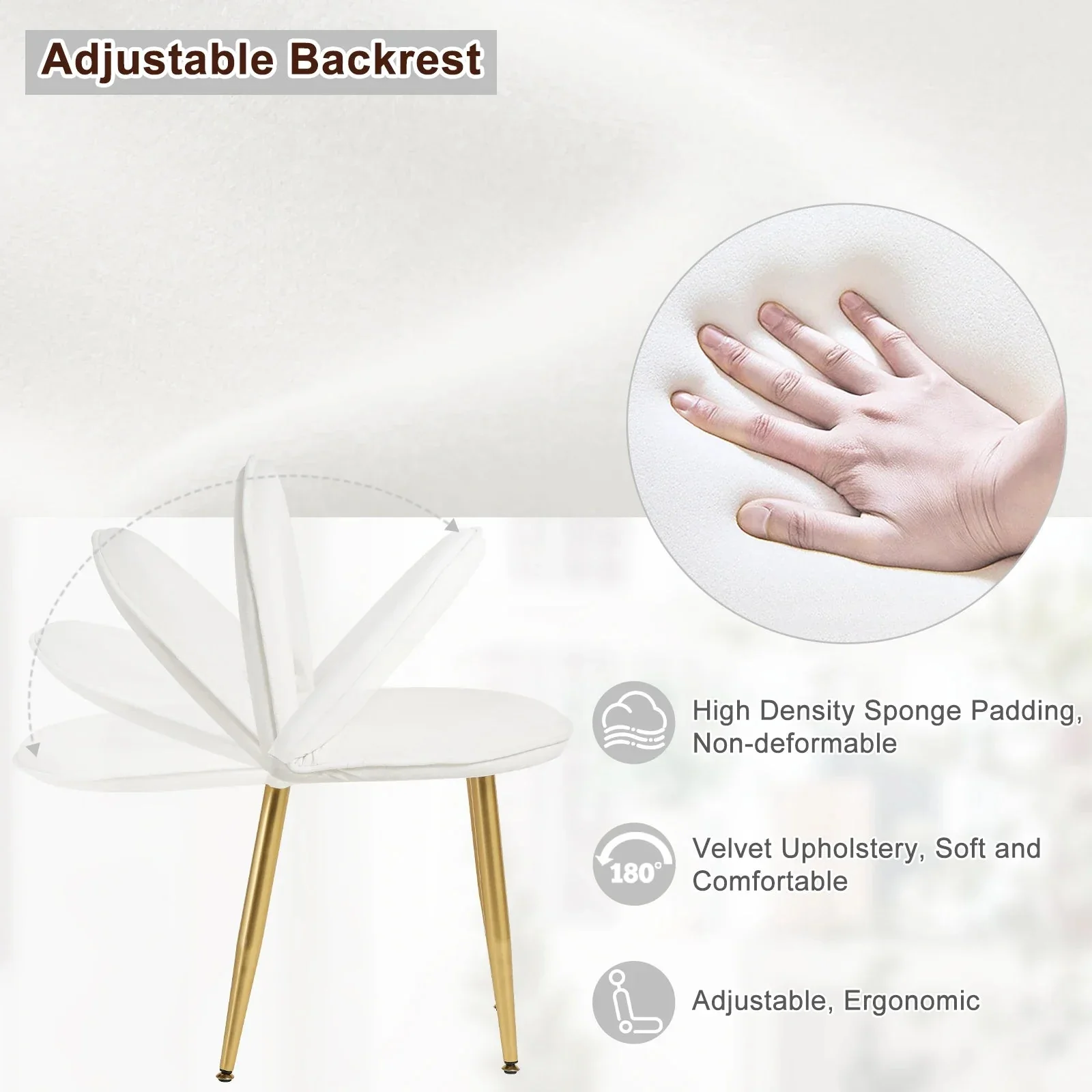 1SET Vanity Dressing Table Cosmetic Make up Table with Lighting Adjustable LED Mirror Light 3 Drawers Velvet Stool for Bedroom - Image 12