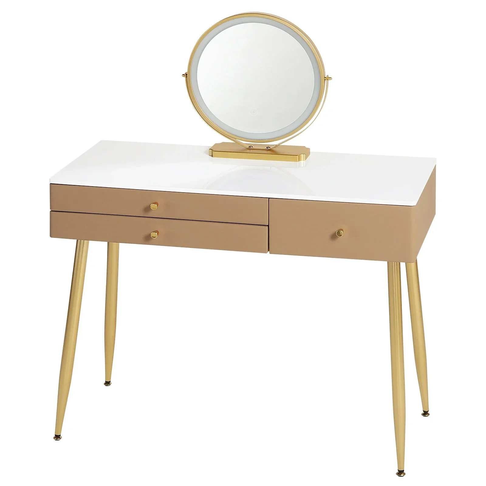 1SET Vanity Dressing Table Cosmetic Make up Table with Lighting Adjustable LED Mirror Light 3 Drawers Velvet Stool for Bedroom - Image 19