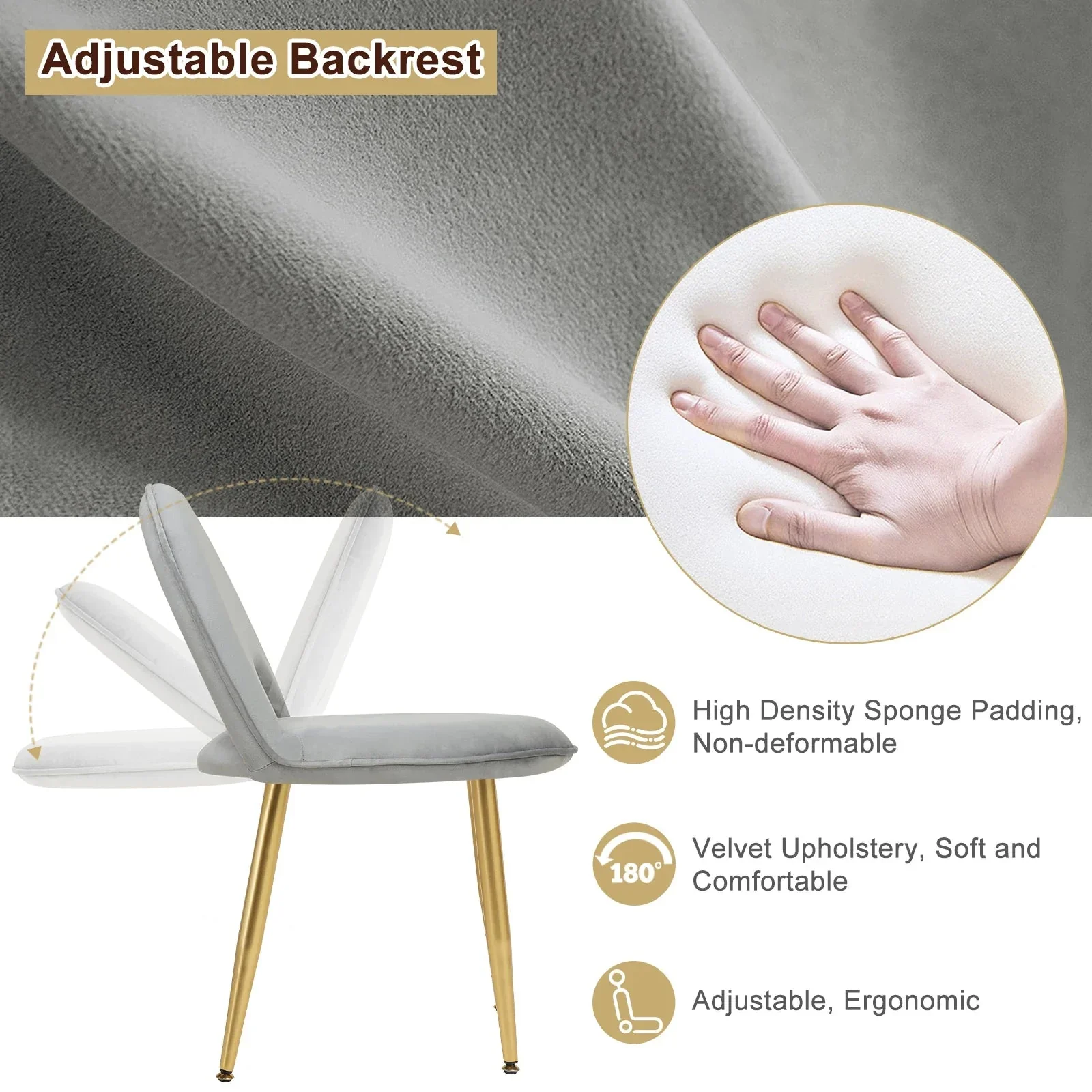 1SET Vanity Dressing Table Cosmetic Make up Table with Lighting Adjustable LED Mirror Light 3 Drawers Velvet Stool for Bedroom - Image 26