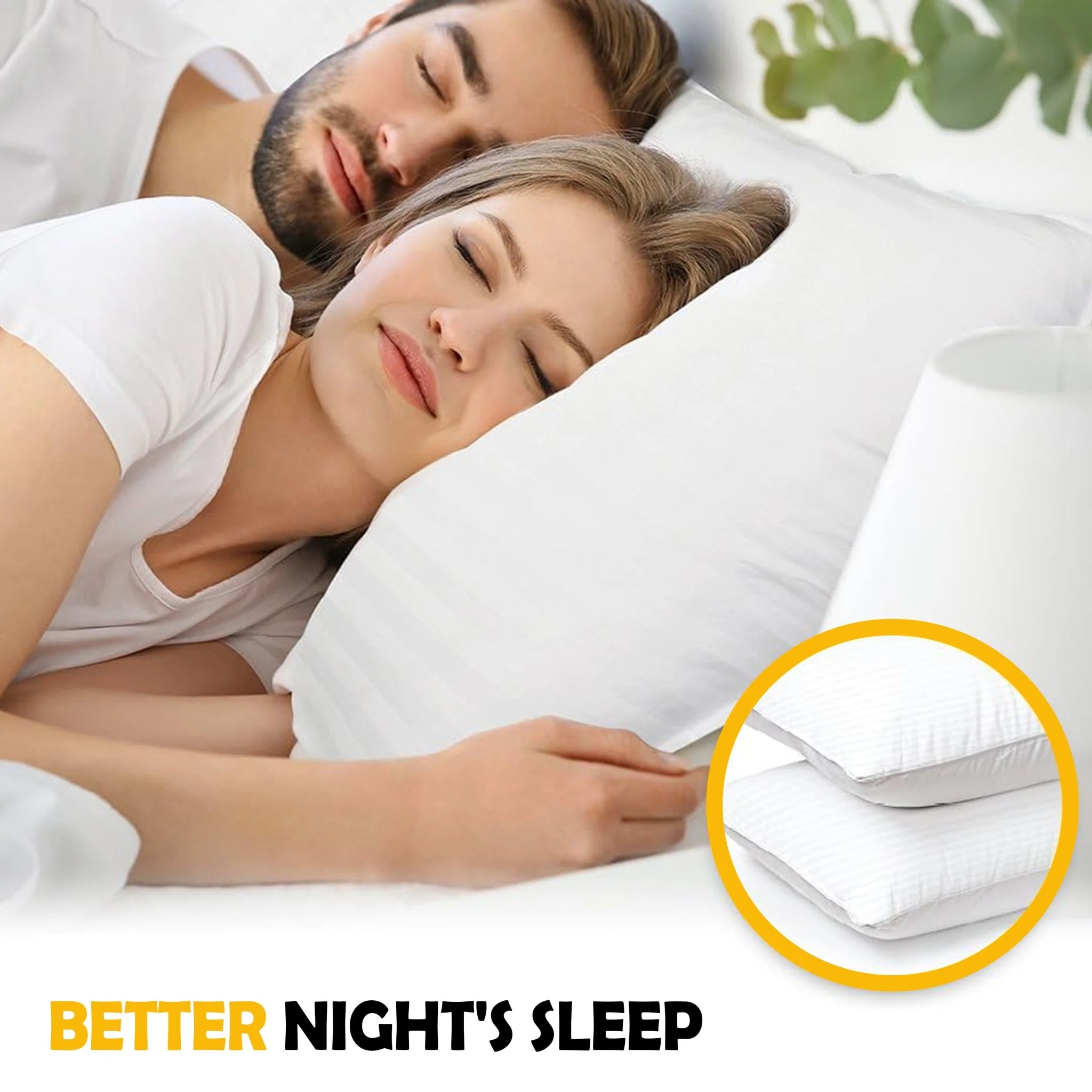 2 Pack Luxury Hotel Pillows Hypoallergenic Hollowfibre Soft Medium Support for Comfortable Sleep - Image 10