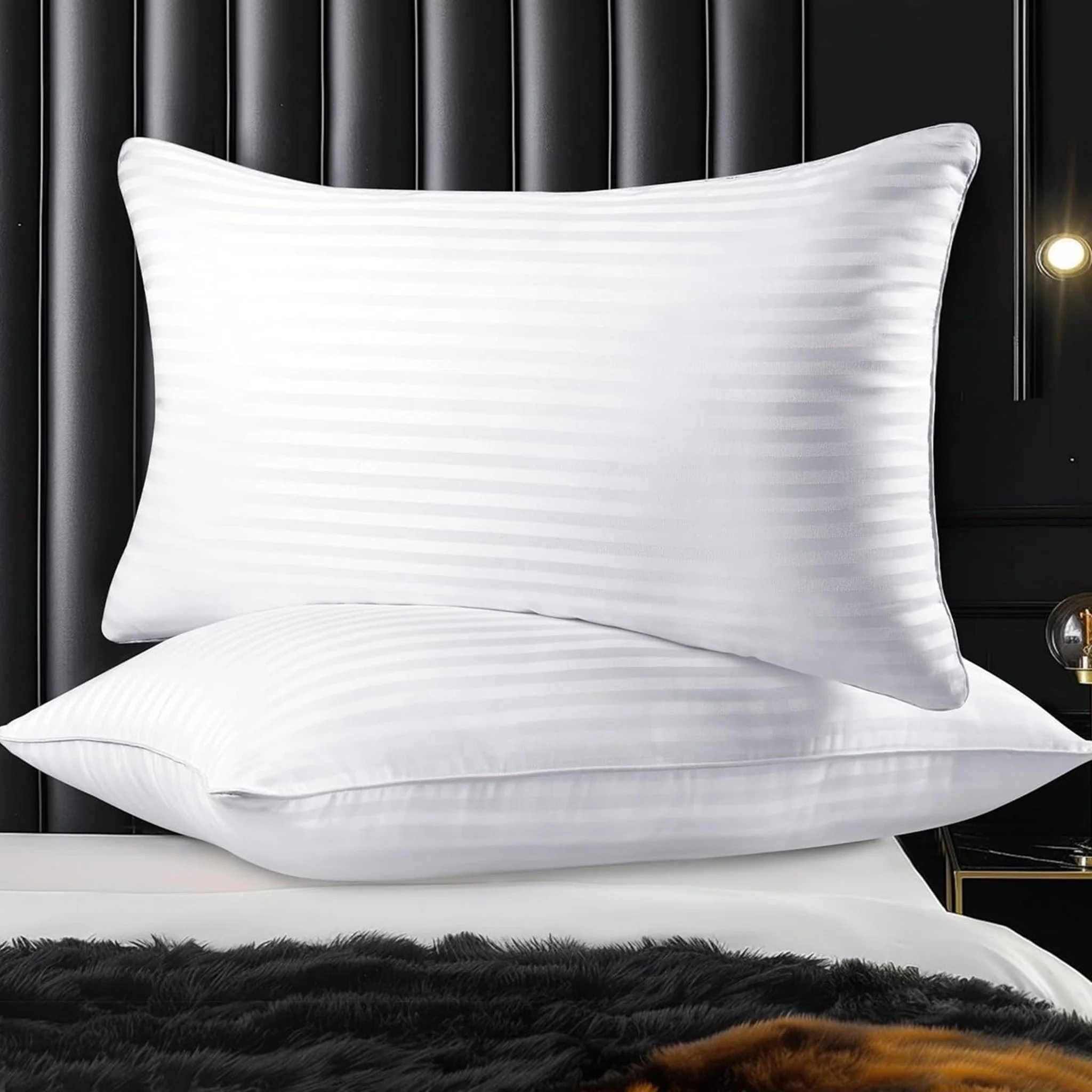 2 Pack Luxury Hotel Pillows Hypoallergenic Hollowfibre Soft Medium Support for Comfortable Sleep - Image 12