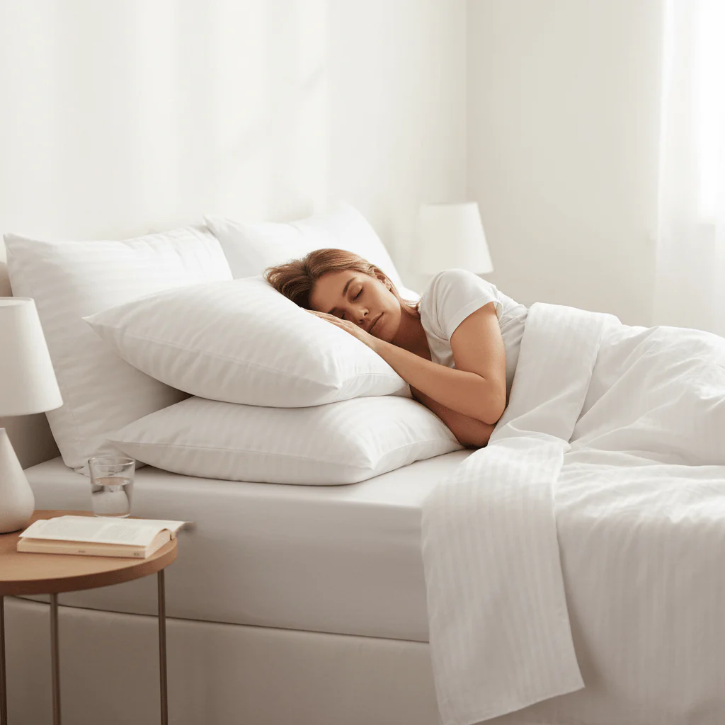 2 Pack Luxury Hotel Pillows Hypoallergenic Hollowfibre Soft Medium Support for Comfortable Sleep - Image 2