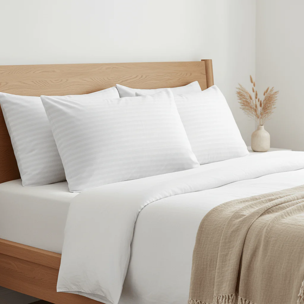 2 Pack Luxury Hotel Pillows Hypoallergenic Hollowfibre Soft Medium Support for Comfortable Sleep - Image 3