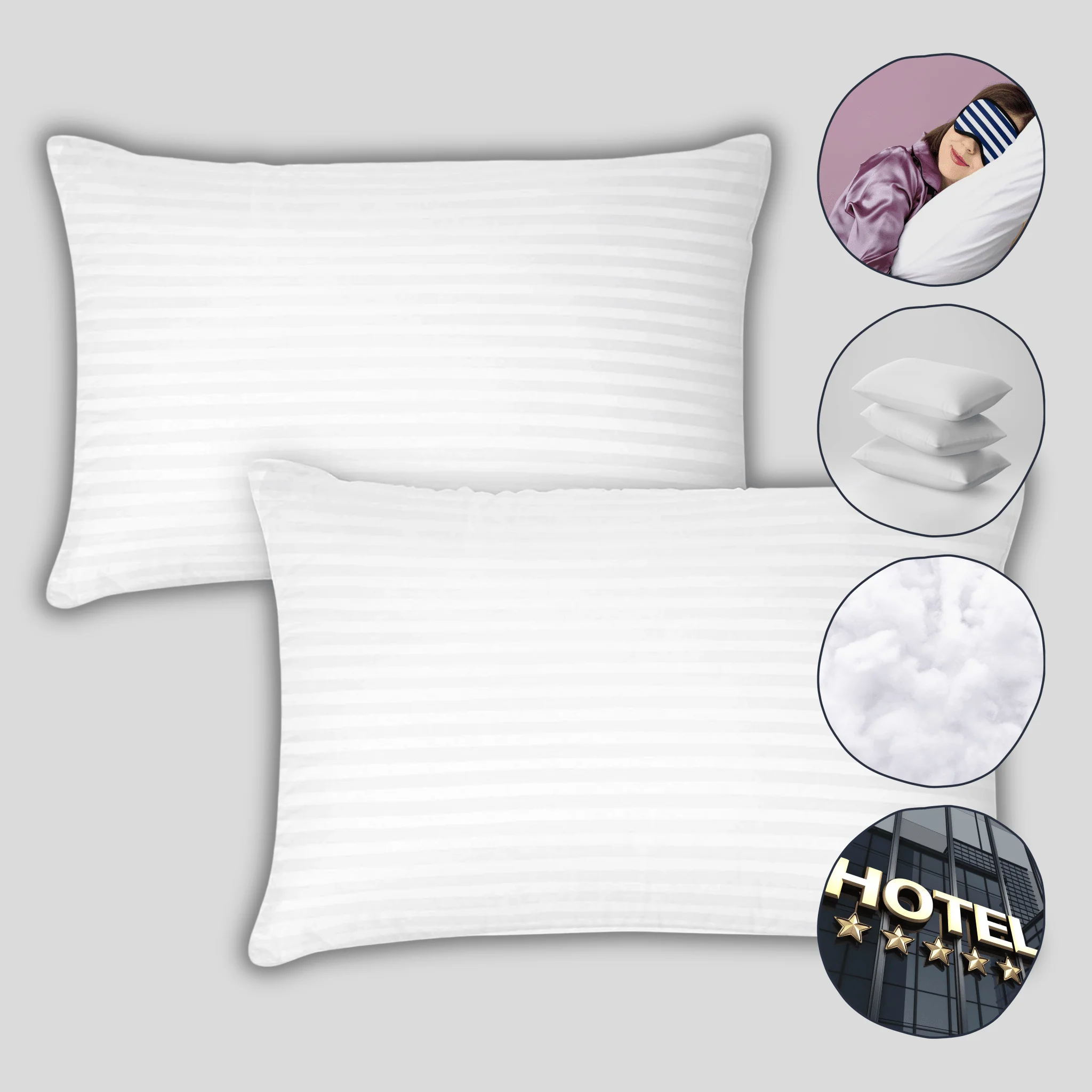 2 Pack Luxury Hotel Pillows Hypoallergenic Hollowfibre Soft Medium Support for Comfortable Sleep - Image 5