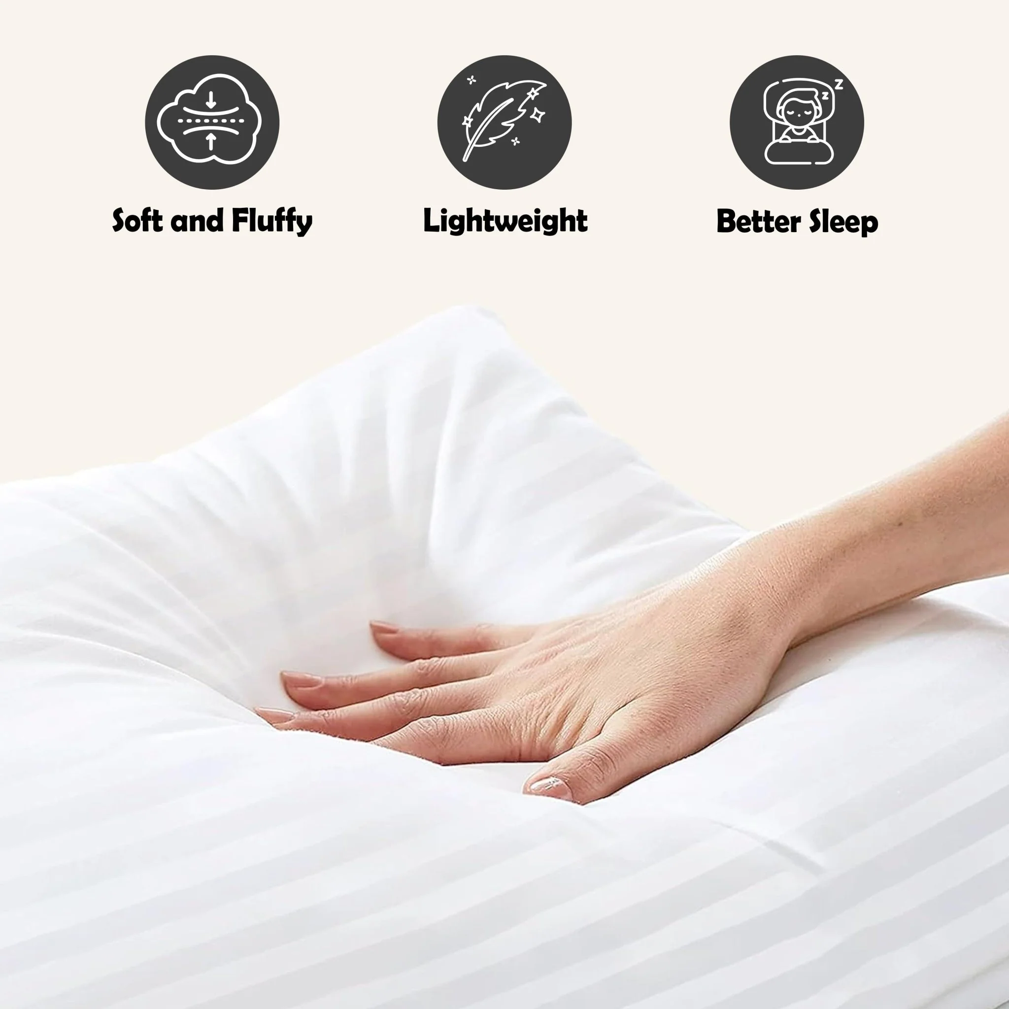 2 Pack Luxury Hotel Pillows Hypoallergenic Hollowfibre Soft Medium Support for Comfortable Sleep - Image 7