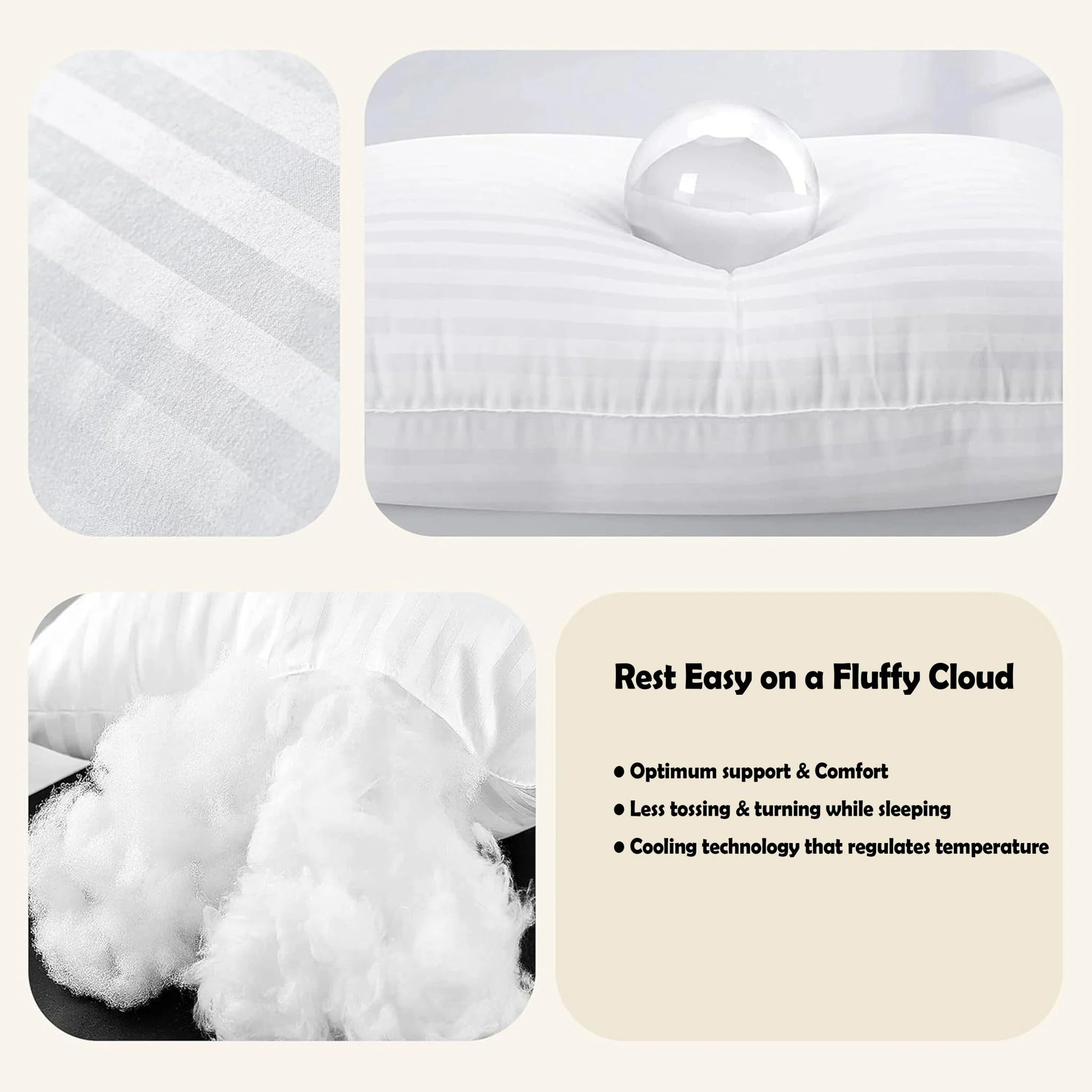 2 Pack Luxury Hotel Pillows Hypoallergenic Hollowfibre Soft Medium Support for Comfortable Sleep - Image 8