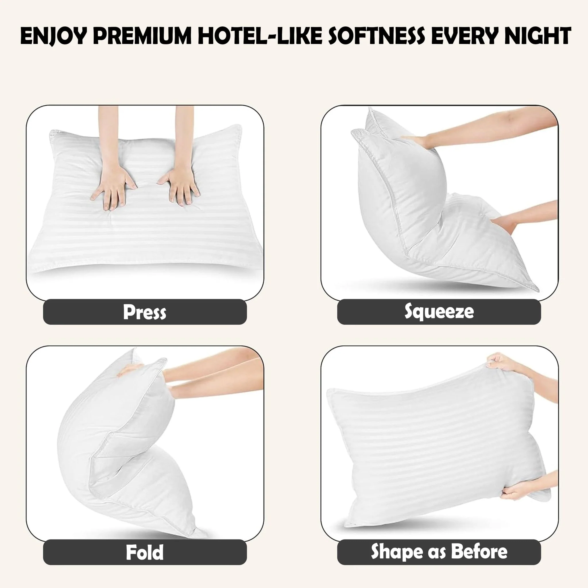 2 Pack Luxury Hotel Pillows Hypoallergenic Hollowfibre Soft Medium Support for Comfortable Sleep - Image 9