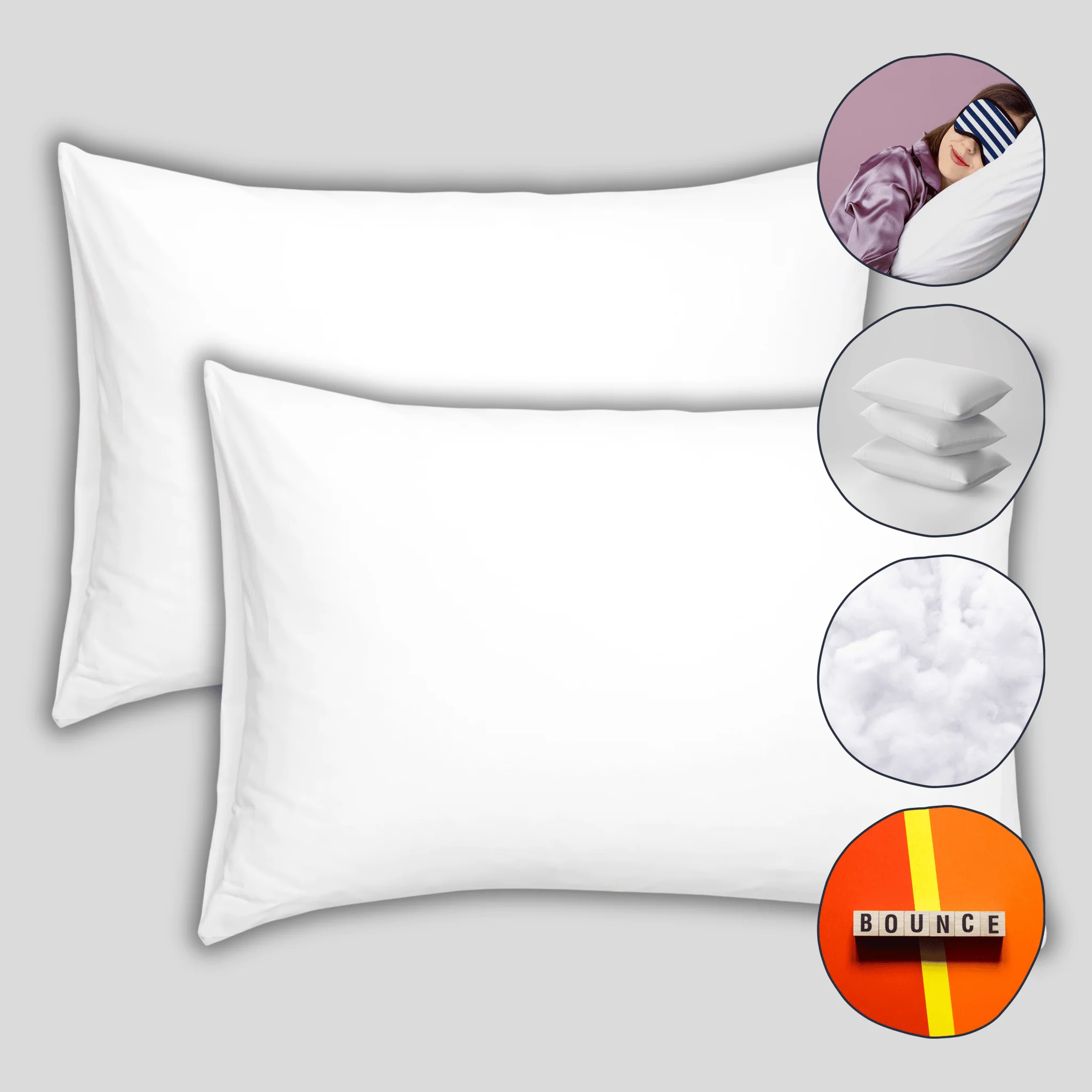 2 Pack Super Bounce Back Pillows Luxury Premium Fibre Filling for Superior Comfort and Support - Image 5
