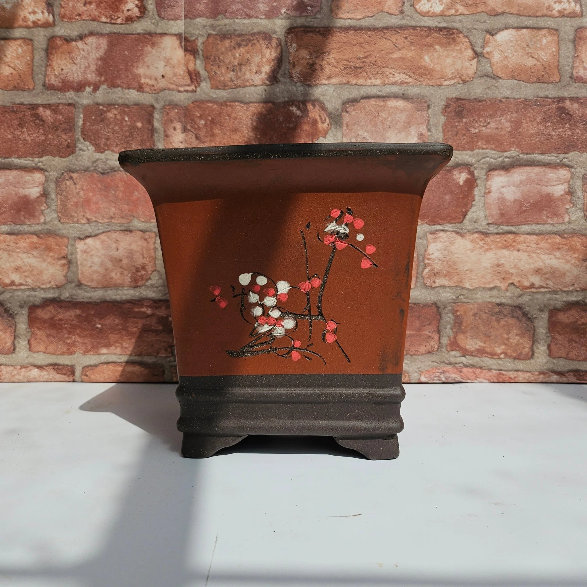 20cm Premium Unglazed Bonsai Pot | Cascade | 20cm x 20cm | Brown - Image 3