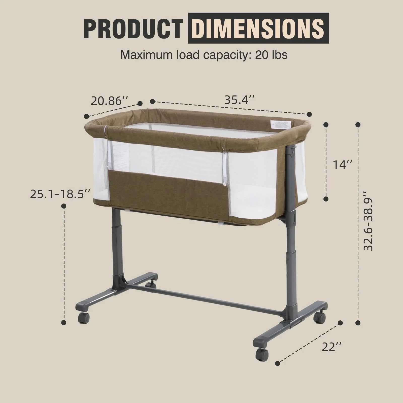 3 in 1 Baby Crib, Baby Cradle, Baby Bassinet, Baby Cot, Bedside Sleeper, Travel Cot - Image 12