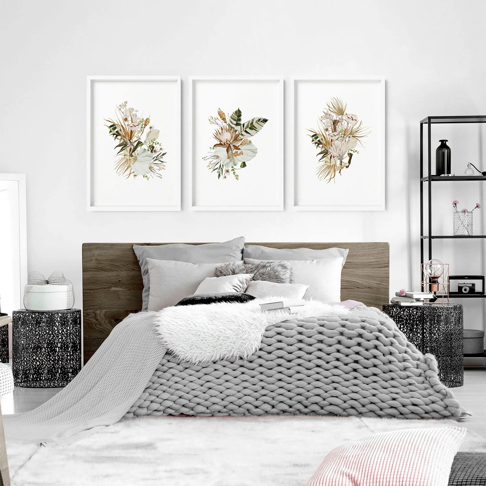 3 pictures above bed | set of 3 framed wall art - Image 3