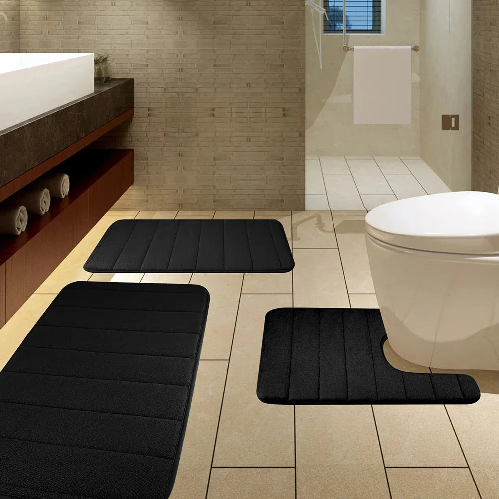 3Pcs Memory Foam Bath Mats Set 40x60CM 50X80CM Rectangle and U-Shaped Bathroom Rugs Non-Slip Soft Water Absorption Toilet Mats - Image 16