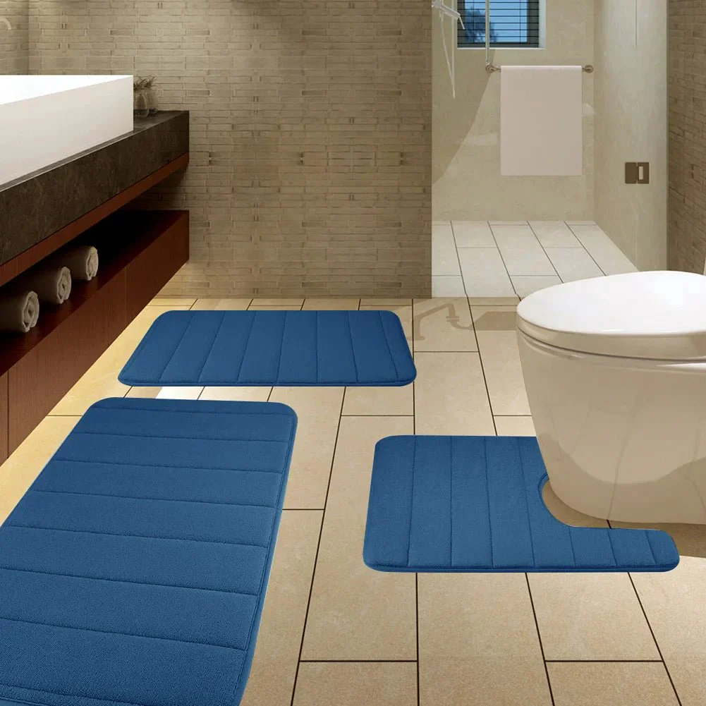 3Pcs Memory Foam Bath Mats Set 40x60CM 50X80CM Rectangle and U-Shaped Bathroom Rugs Non-Slip Soft Water Absorption Toilet Mats - Image 20