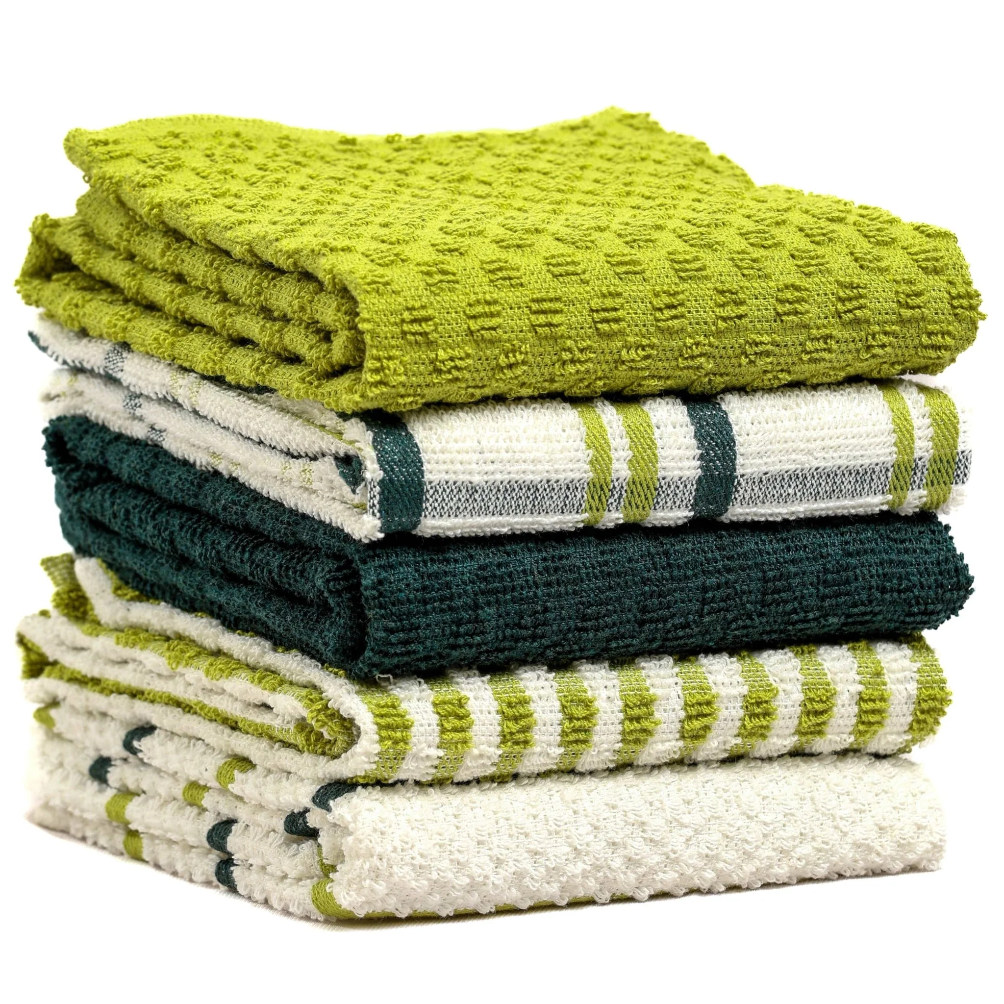 5 Pack Super Absorbent Check Quick Drying Cotton Terry Kitchen Tea Towels Durable Versatile Dish Towels for Home and Professional Use 45cm x 65cm - Image 3