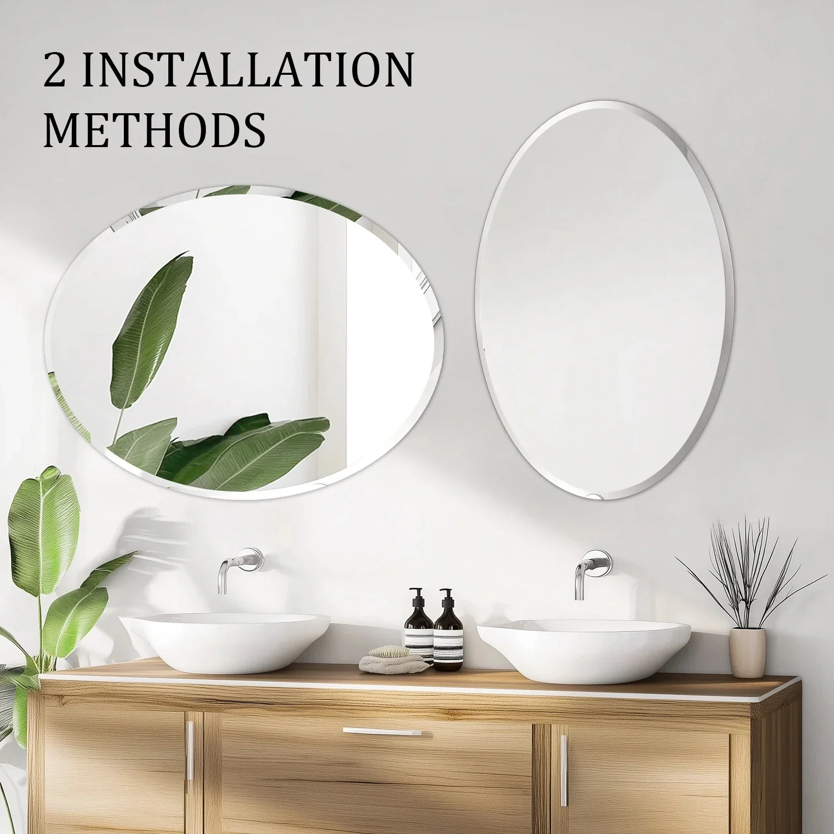 50/60 Length Oval Frameless Bathroom Mirror with Beveled Edge High Definition Vanity Mirror for Living Room Entryway - Image 5