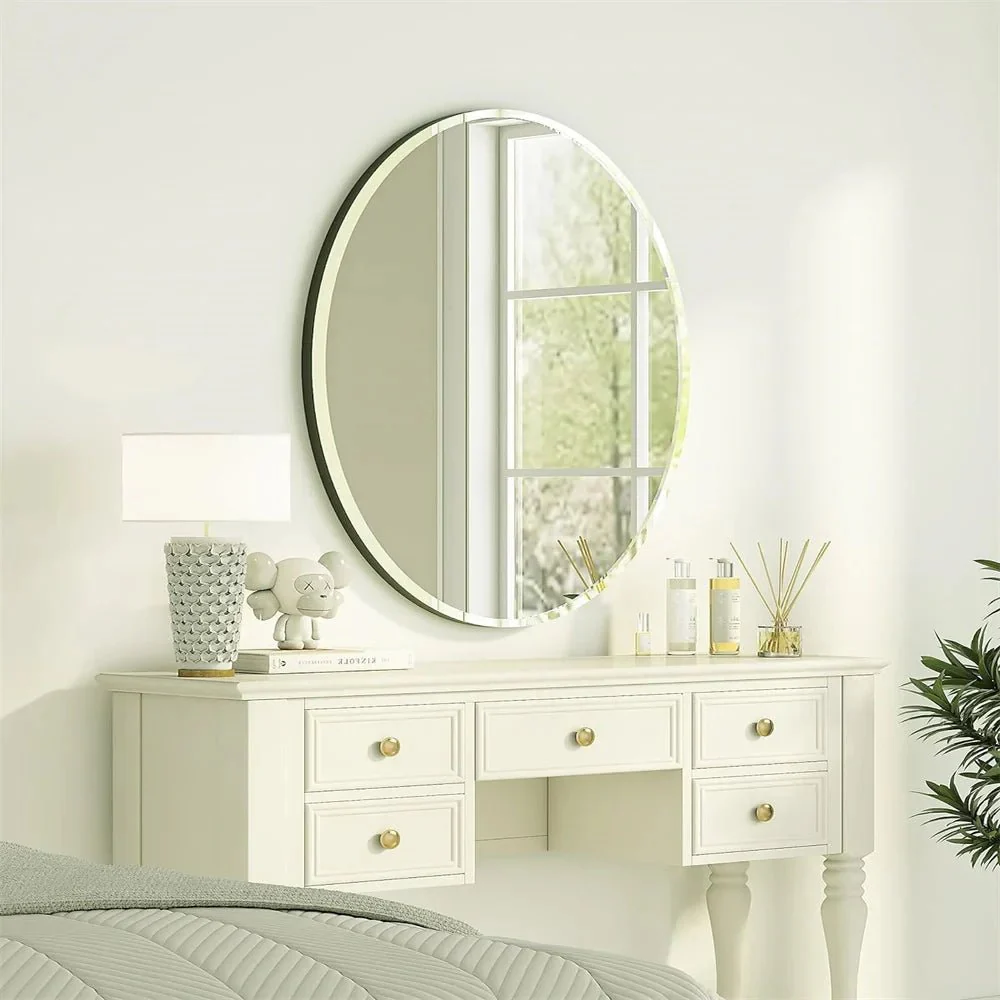 50/60 Length Oval Frameless Bathroom Mirror with Beveled Edge High Definition Vanity Mirror for Living Room Entryway - Image 8