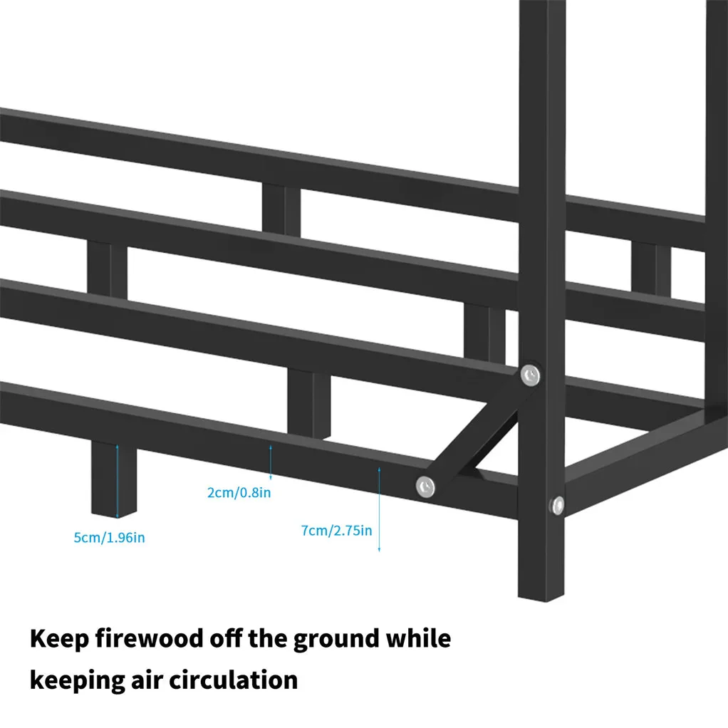 70" Outdoor Metal Log Store Stack Holder Wood Firewood Rack Garden Storage Shed with Waterproof Roof - Image 7