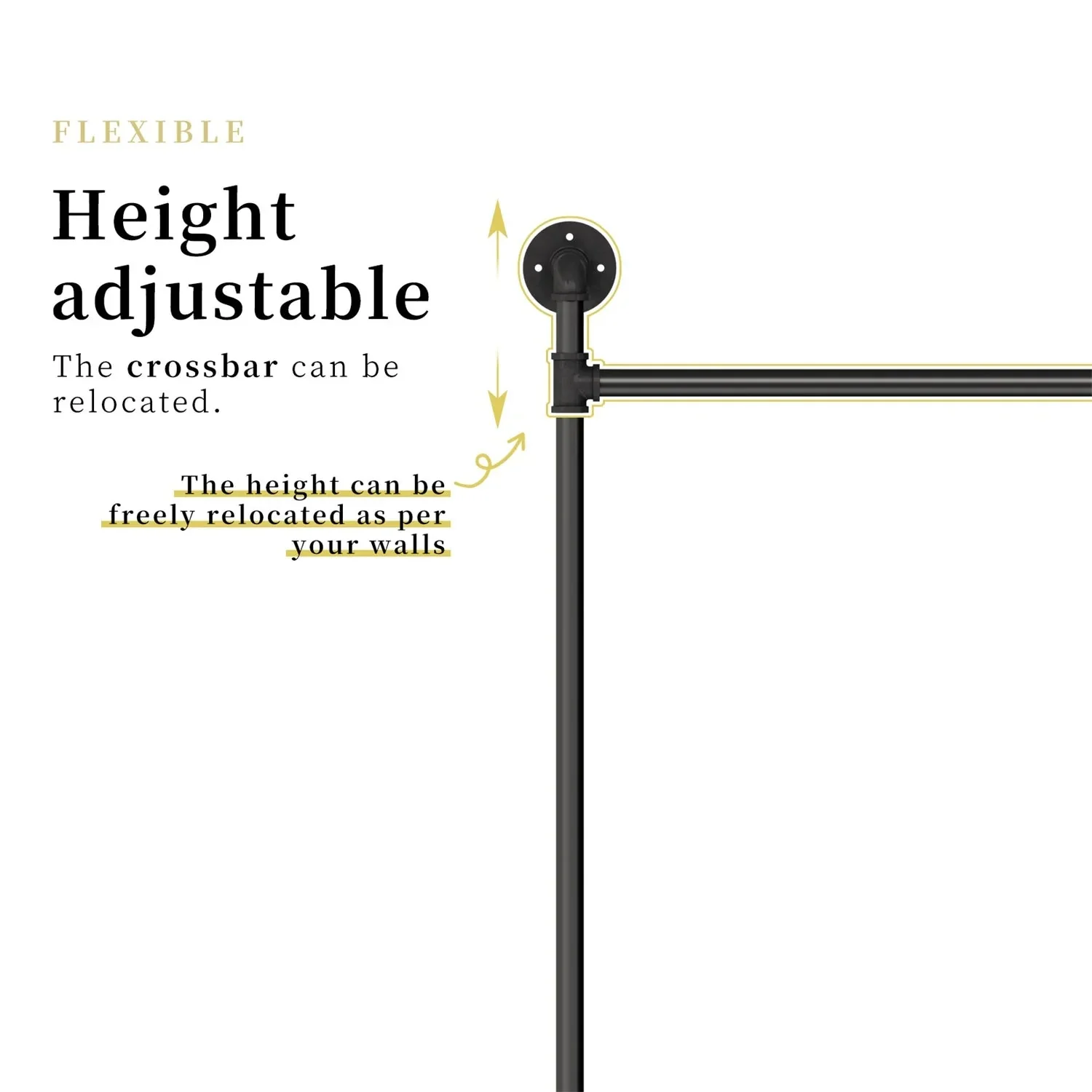 80.7 Inch Long Industrial Pipe Clothes Rack Double Clothes Rail Loft Residential Tidy Wardrobe Wall Clothing Hanging Rack - Image 5