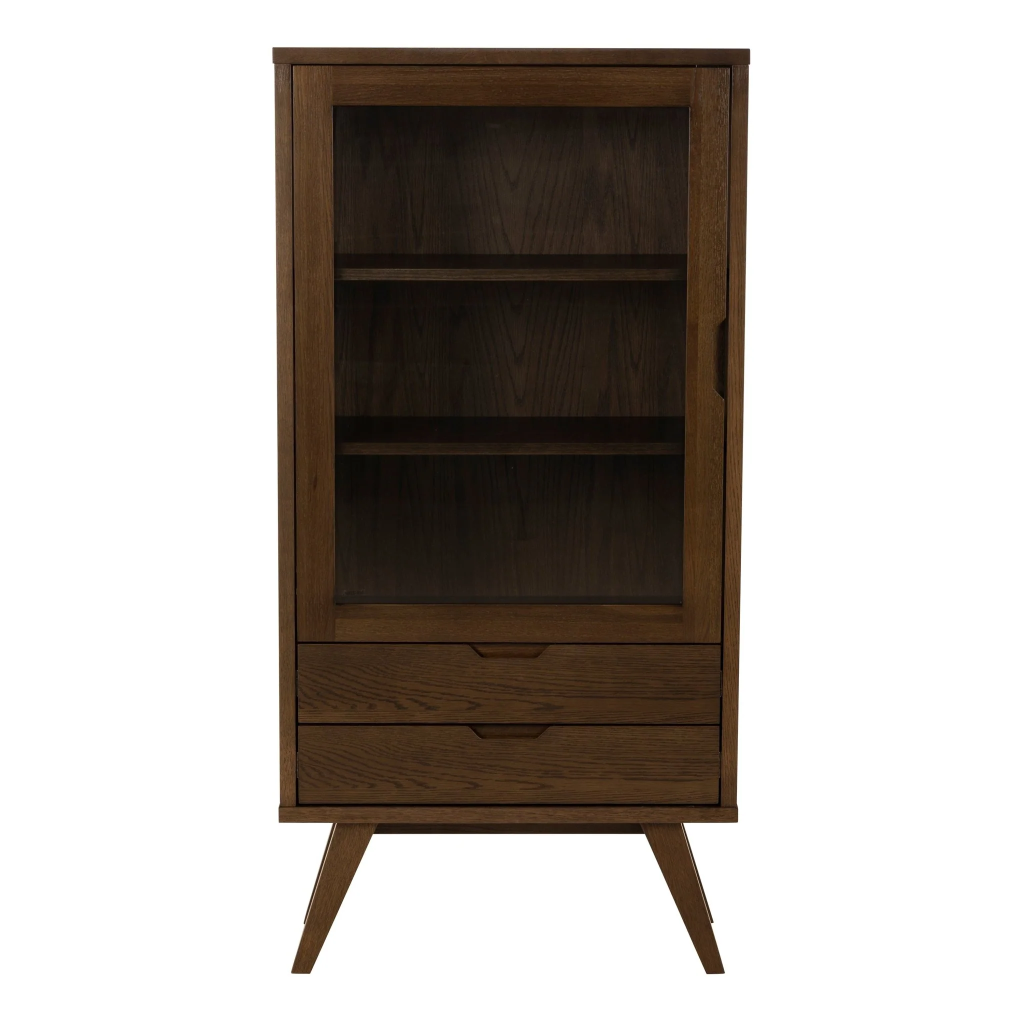 A-Line Display Cabinet with 2 Drawers and 2 Shelves in Smoked Oak - Image 2