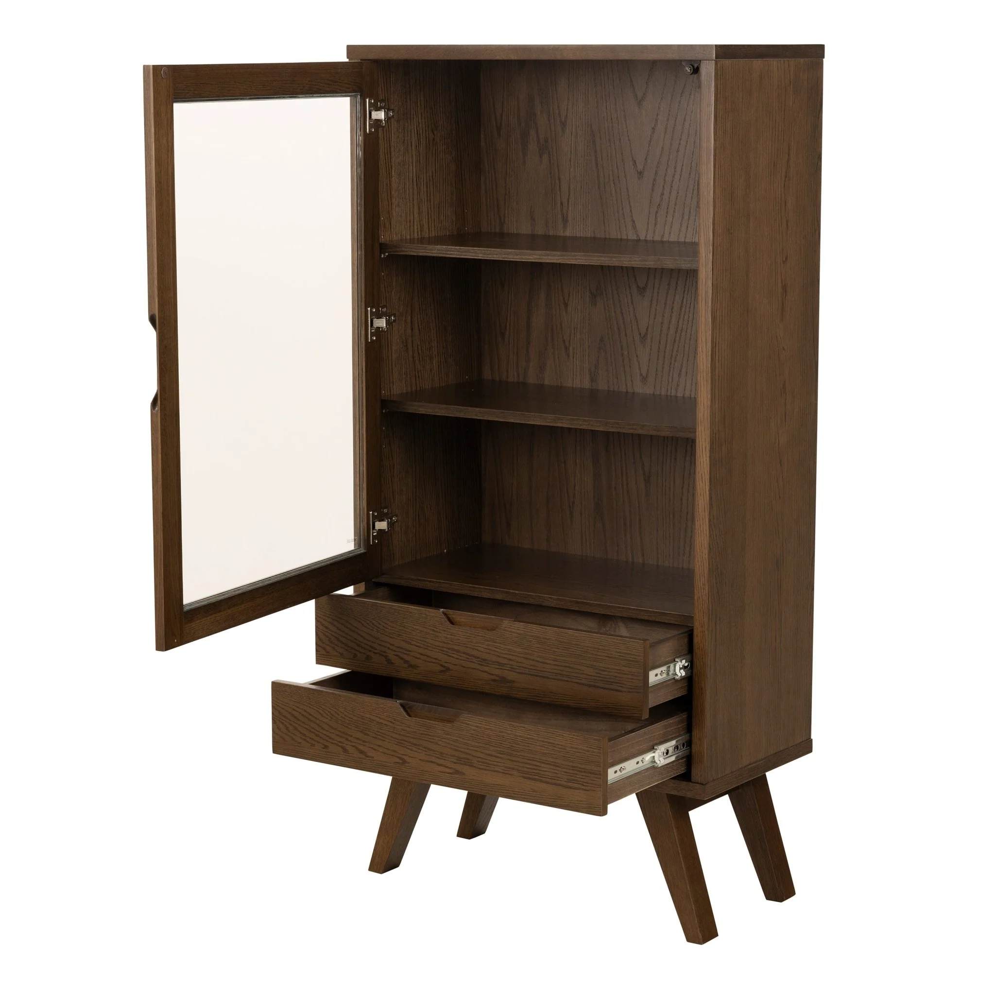 A-Line Display Cabinet with 2 Drawers and 2 Shelves in Smoked Oak - Image 5