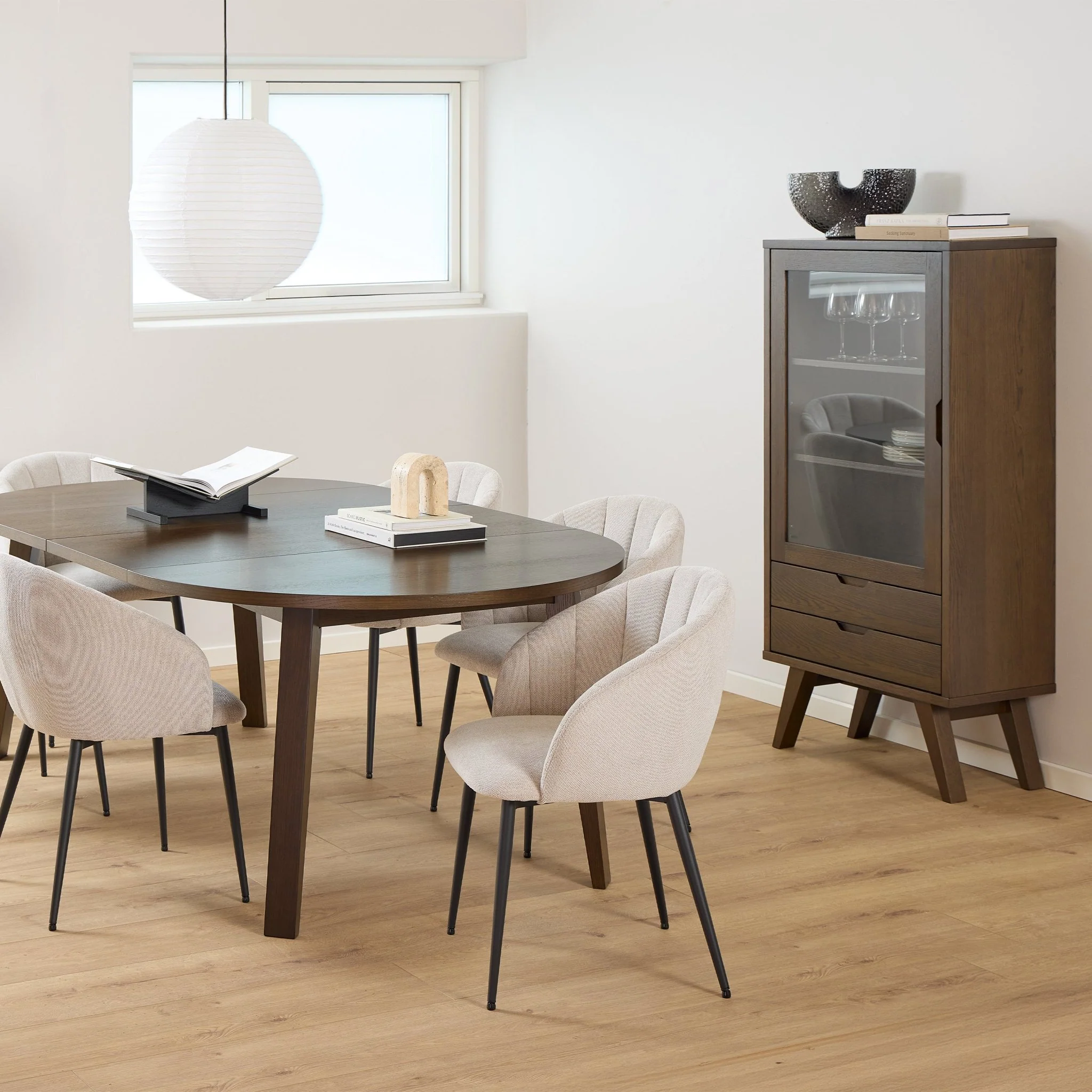 A-Line Display Cabinet with 2 Drawers and 2 Shelves in Smoked Oak - Image 7
