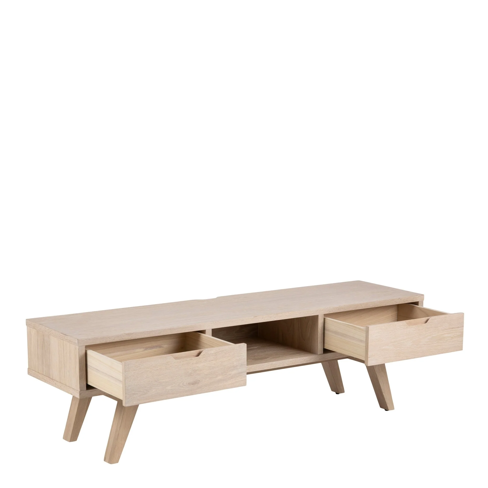 A-Line TV Unit with 2 Drawers in White Oak - Image 3