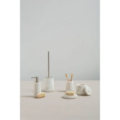 Abaska Off White Marble And Stainless Steel Toilet Brush - Image 7