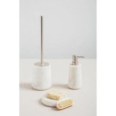 Abaska Off White Marble And Stainless Steel Toilet Brush - Image 8