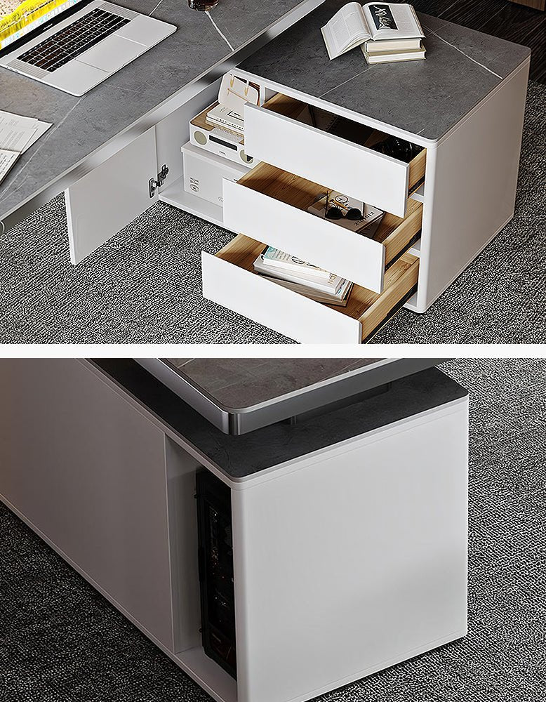 Abdi Corner Office Desk With Storage, Sintered Stone - Image 8