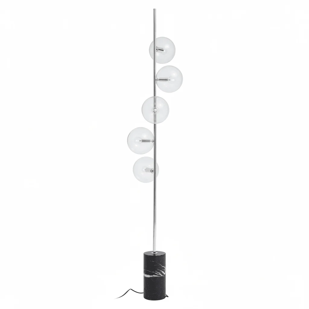 Abira Nickel And Black Marble Floor Lamp