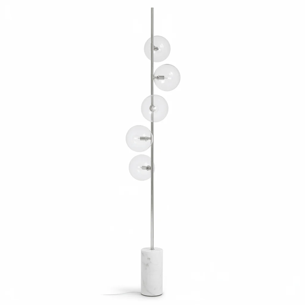 Abira Nickel And White Marble Floor Lamp