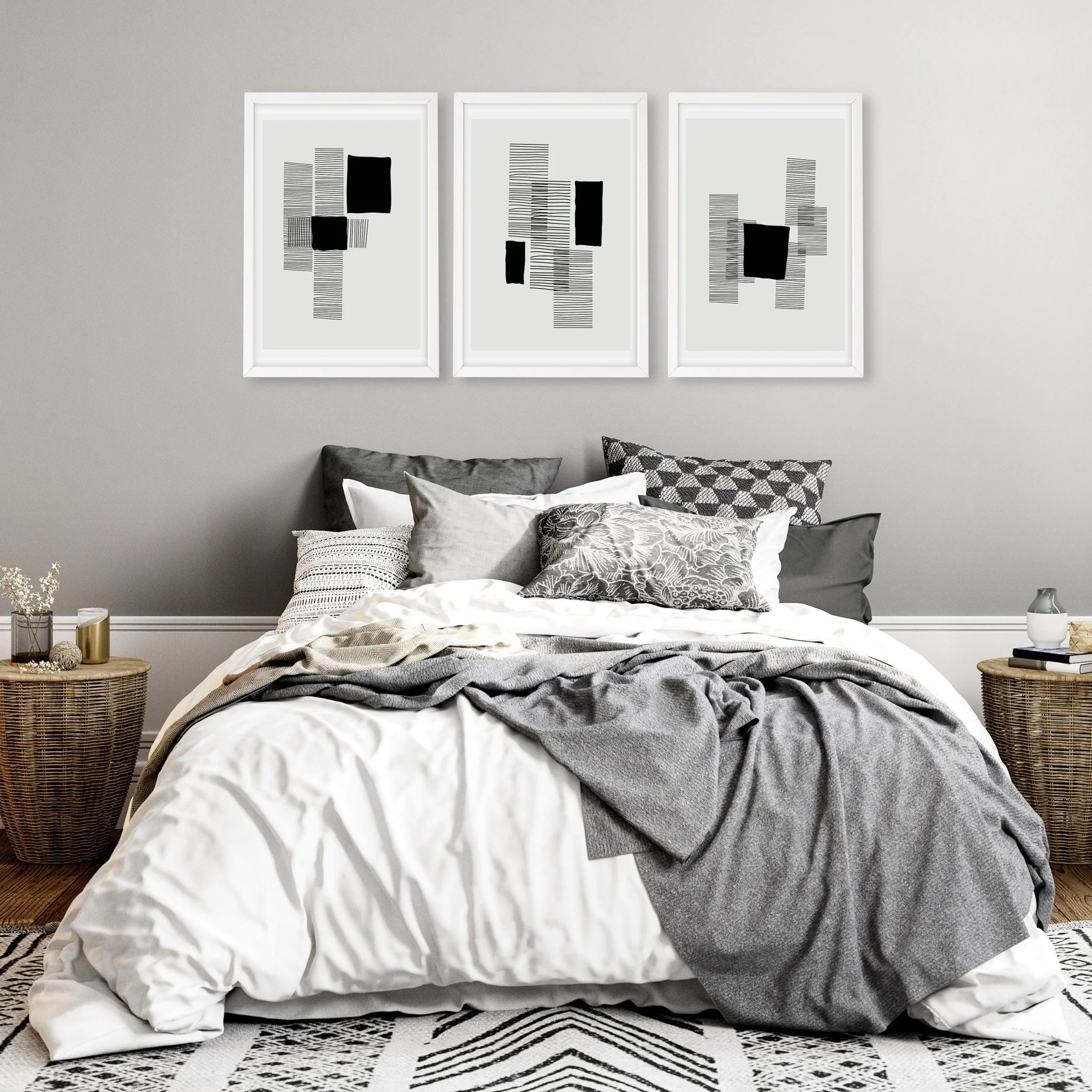 Abstract Wall Art For Bedroom | Set of 3 Abstract Wall art Prints - Image 5