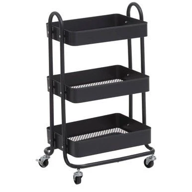 Acero Three Tier Black Metal Trolley - Image 5