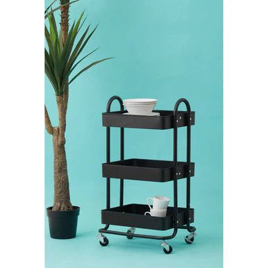Acero Three Tier Black Metal Trolley - Image 7