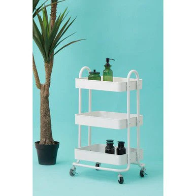 Acero Three Tier White Metal Trolley - Image 7