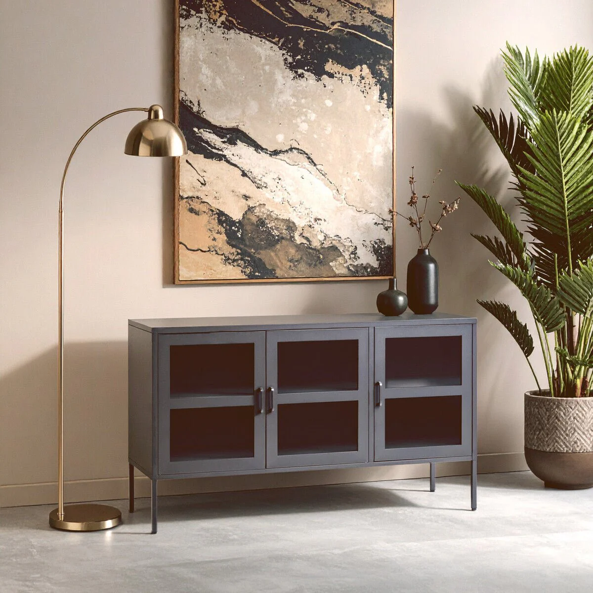 Acier Three Door Grey Metal Sideboard - Image 14
