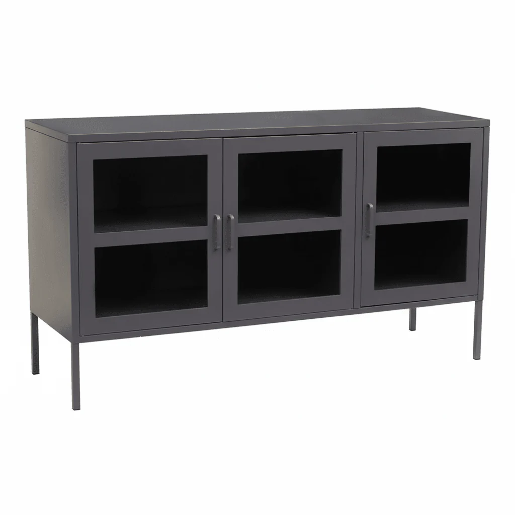 Acier Three Door Grey Metal Sideboard - Image 5