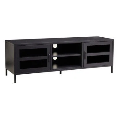 Acier Two Door Black Metal Media Unit - Image 5