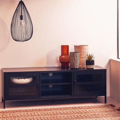 Acier Two Door Black Metal Media Unit - Image 6