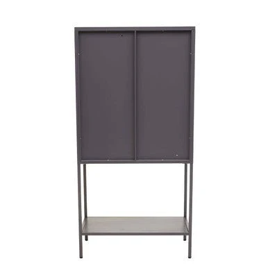 Acier Two Door Grey Metal Cabinet With Glass Doors - Image 9