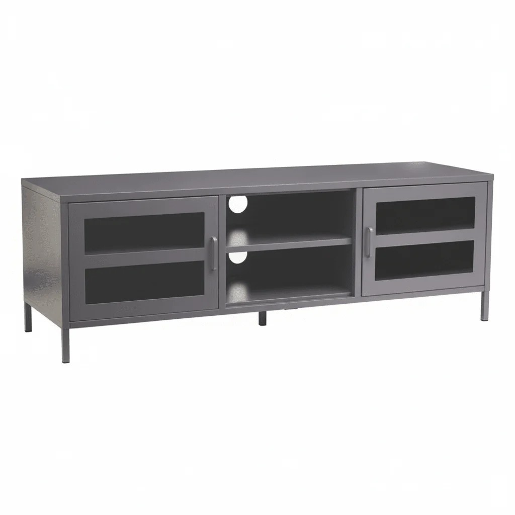 Acier Two Door Grey Metal Media Unit