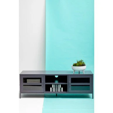 Acier Two Door Grey Metal Media Unit - Image 12
